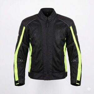 Motonation Motorcycle Jacket 2XL Armor Padded Hi-Vis Neon Yellow